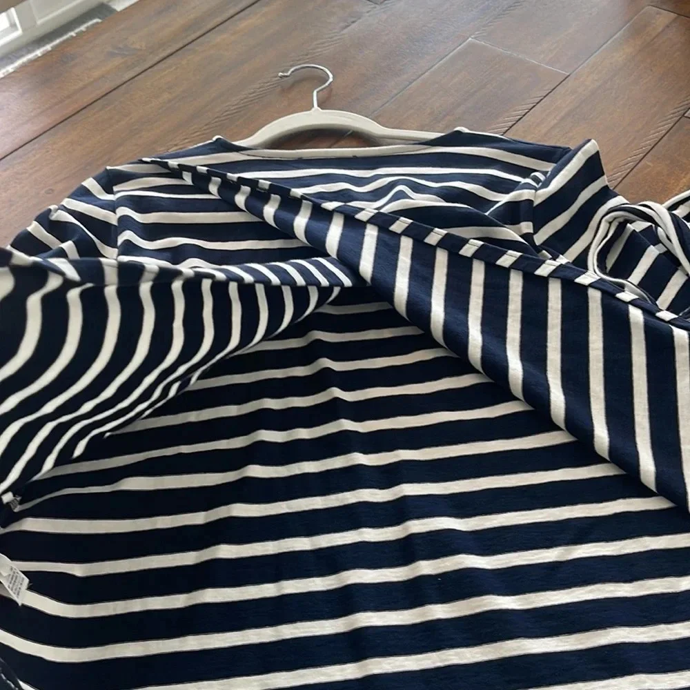 J.Crew Striped belted crossback top navy white OPEN Back cotton size small - Picture 10 of 12